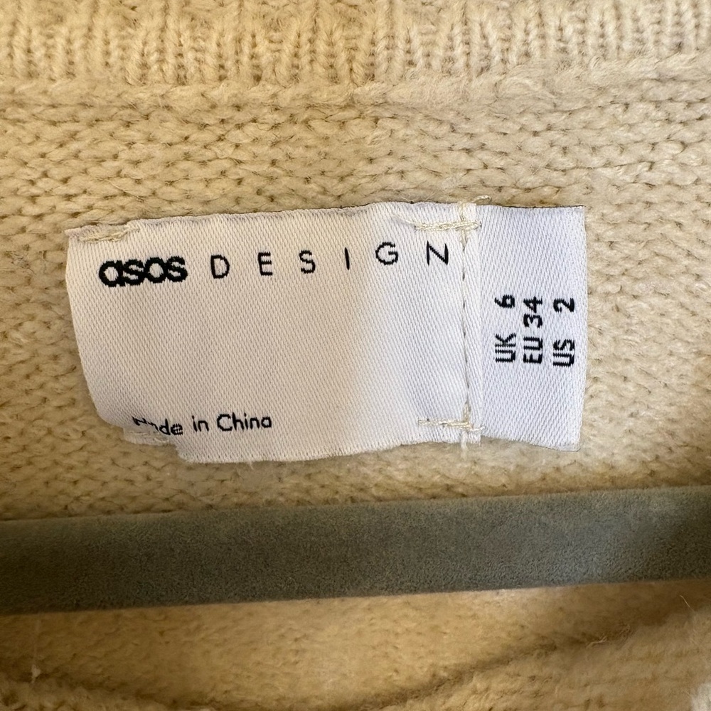 ASOS Design Cream White Midi Knit Sweater Dress Cozy Minimalist Size 2 - Picture 4 of 8